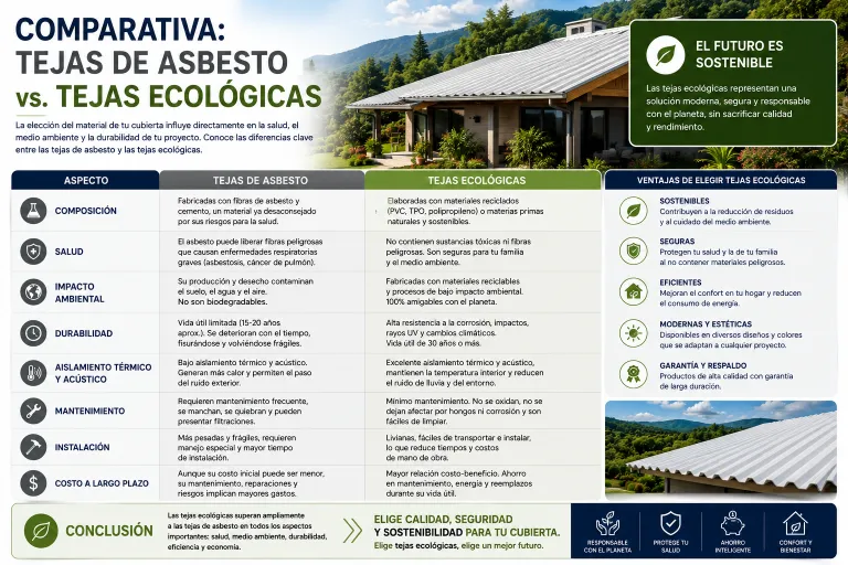 Comparativa: Tejas de Asbesto vs. Tejas Ecológicas