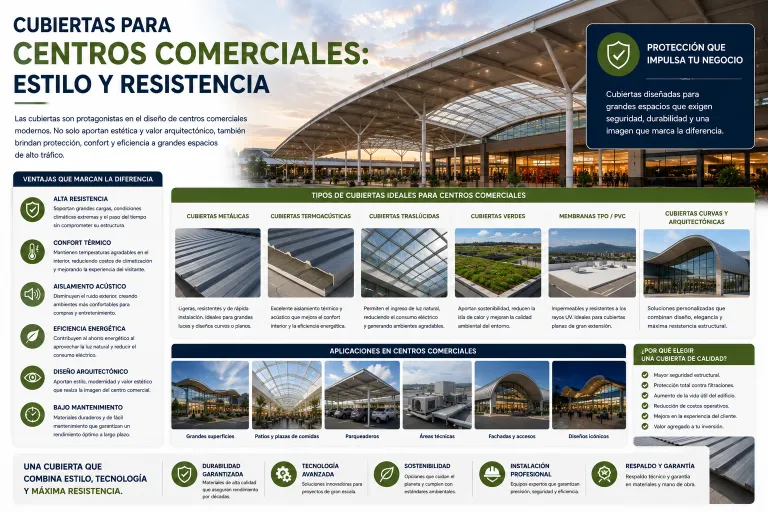 Cubiertas para Centros Comerciales: Estilo y Resistencia