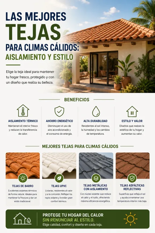Las Mejores Tejas para Climas Cálidos: Aislamiento y Estilo