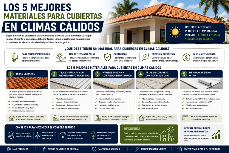 Los 5 Mejores Materiales para Cubiertas en Climas Cálidos